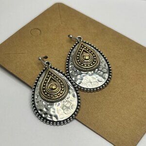 Silver and Gold Ornate Drop Earrings